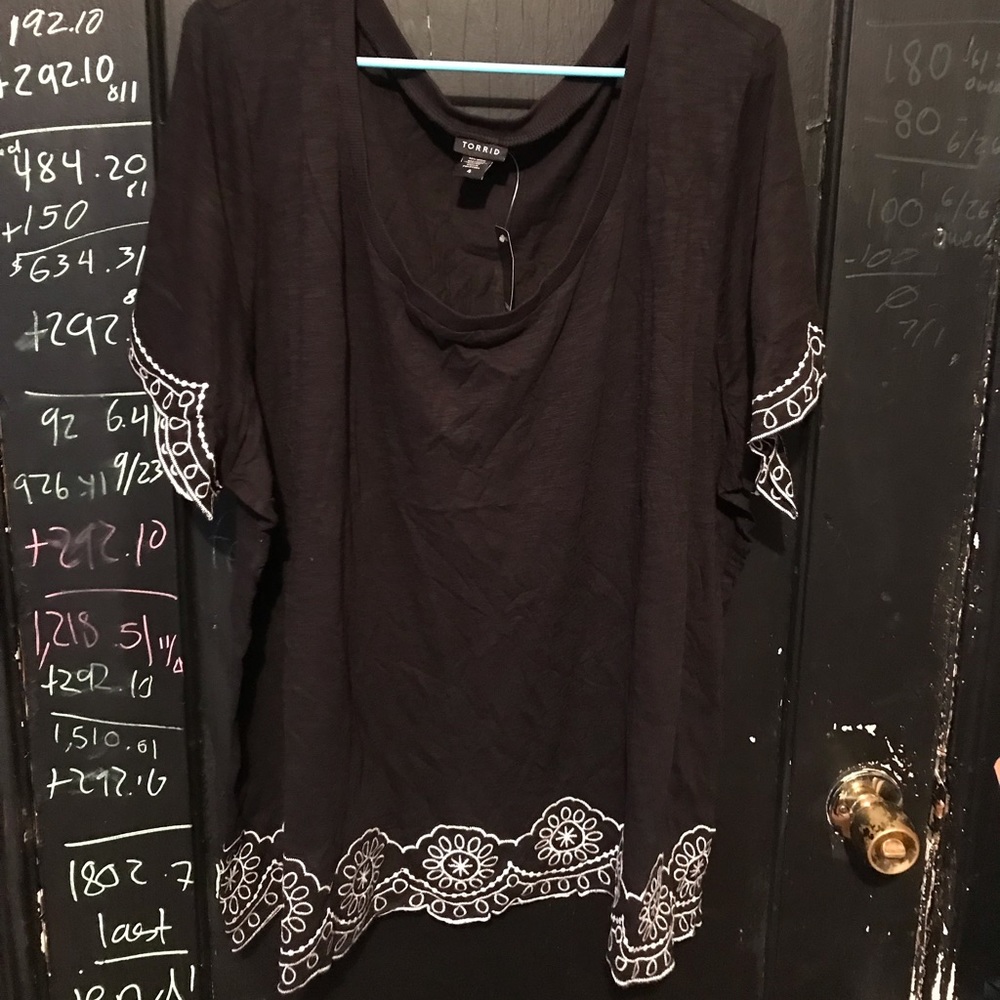Black and white embroidered top